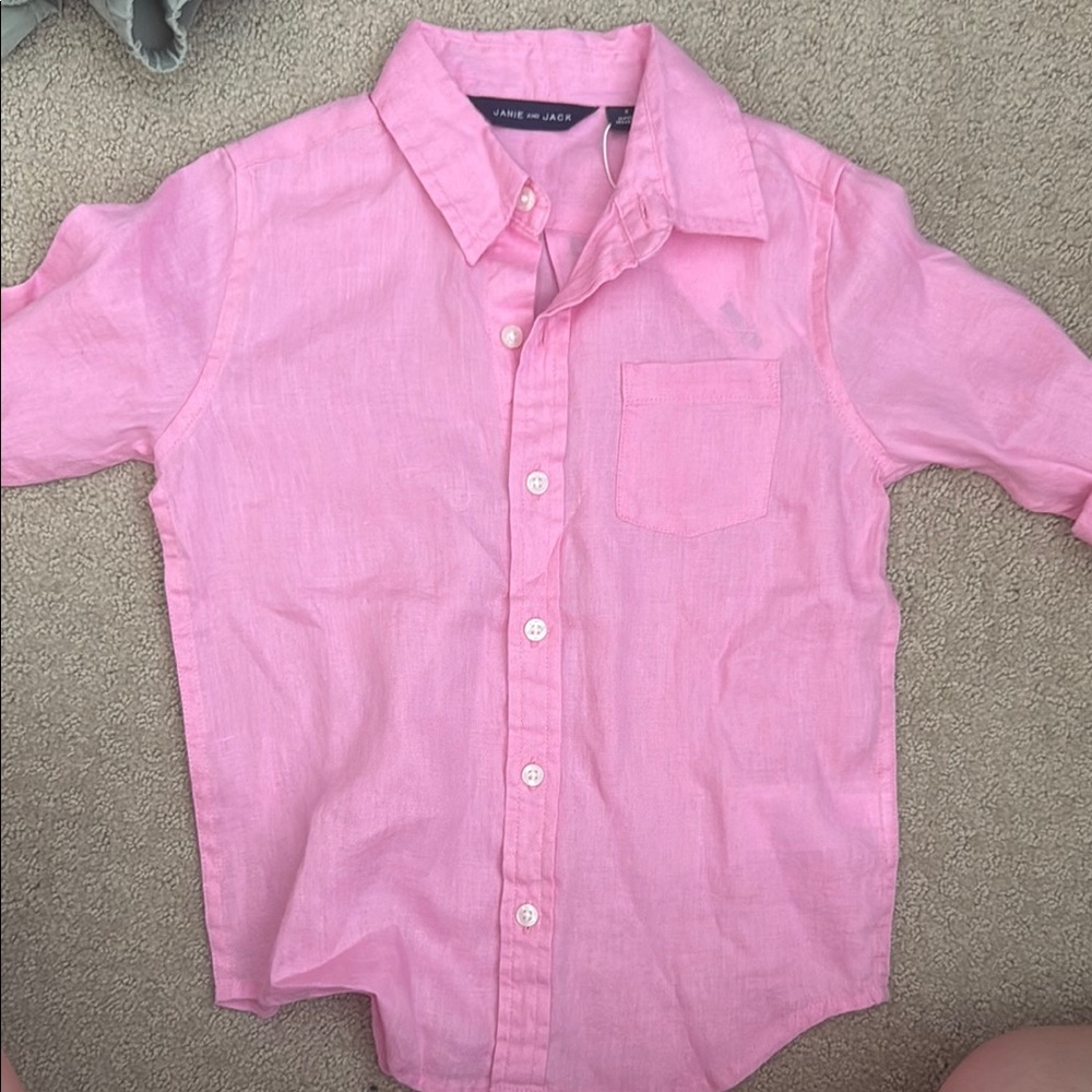 Janie and Jack Pink Button Down Shirt Classic Style